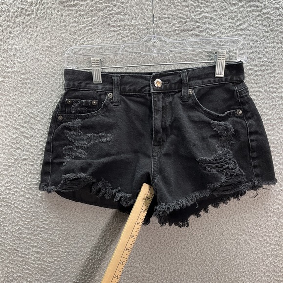 American Eagle Shorts Womens 0 Black Hi Rise Festival Cut Off Distressed Preppy - Picture 5 of 10